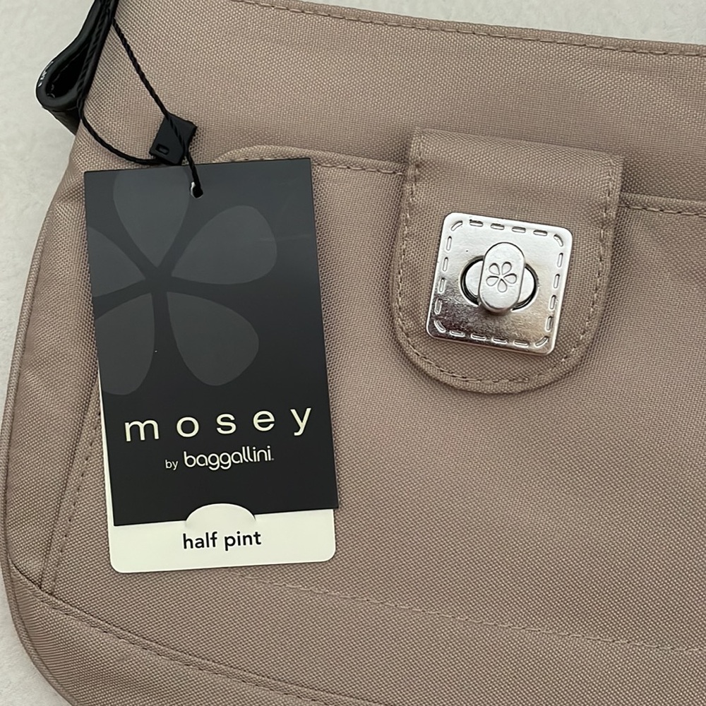 NWT Mosey by Baggallini “half pint” tan Crossbody Bag